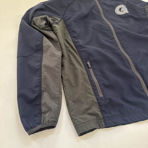 Vtg Colosseum Georgetown Hoyas Hooded Windbreaker Jacket Full Zip 90s Medium Y2K - Picture 3 of 9